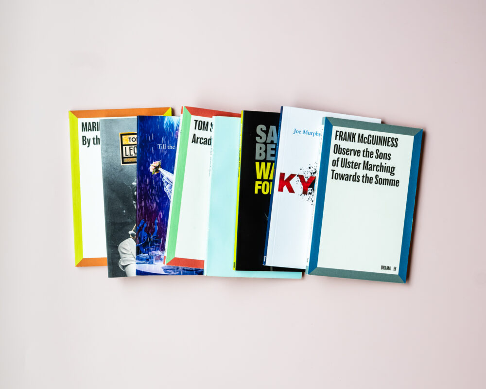 Faber playscripts on a bare background